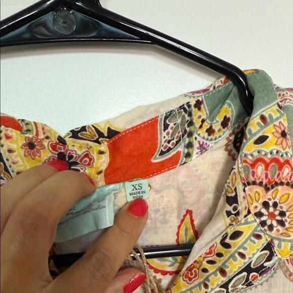 NWT True Destinations Paisley Button-Up Shirt/Coverup Sz XS oversized - Picture 7 of 10